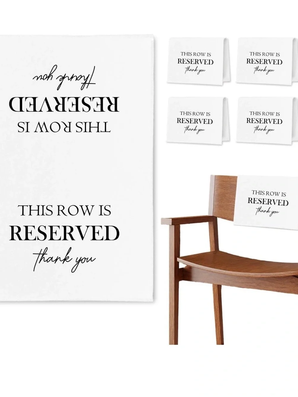 Reserved Row Sign Fabric Banner - White and Black qty 4